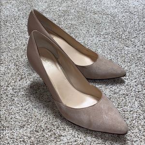 Cole Haan leather back, suede toe pump. 2 in heel